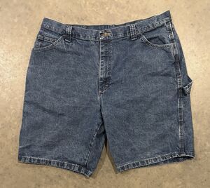 Wrangler Carpenter Cargo Jean Shorts Mens Size 38 Blue Denim Workwear Jorts